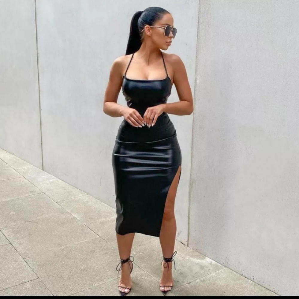 2022 Kim K PU Leather like dress